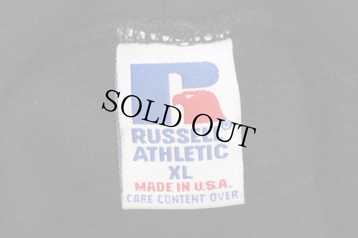 画像5: 90s USA製 RUSSELLラッセル KEARNY MARCHING UNIT バックプリント スウェットパーカー 黒 XL★フーディー (5)