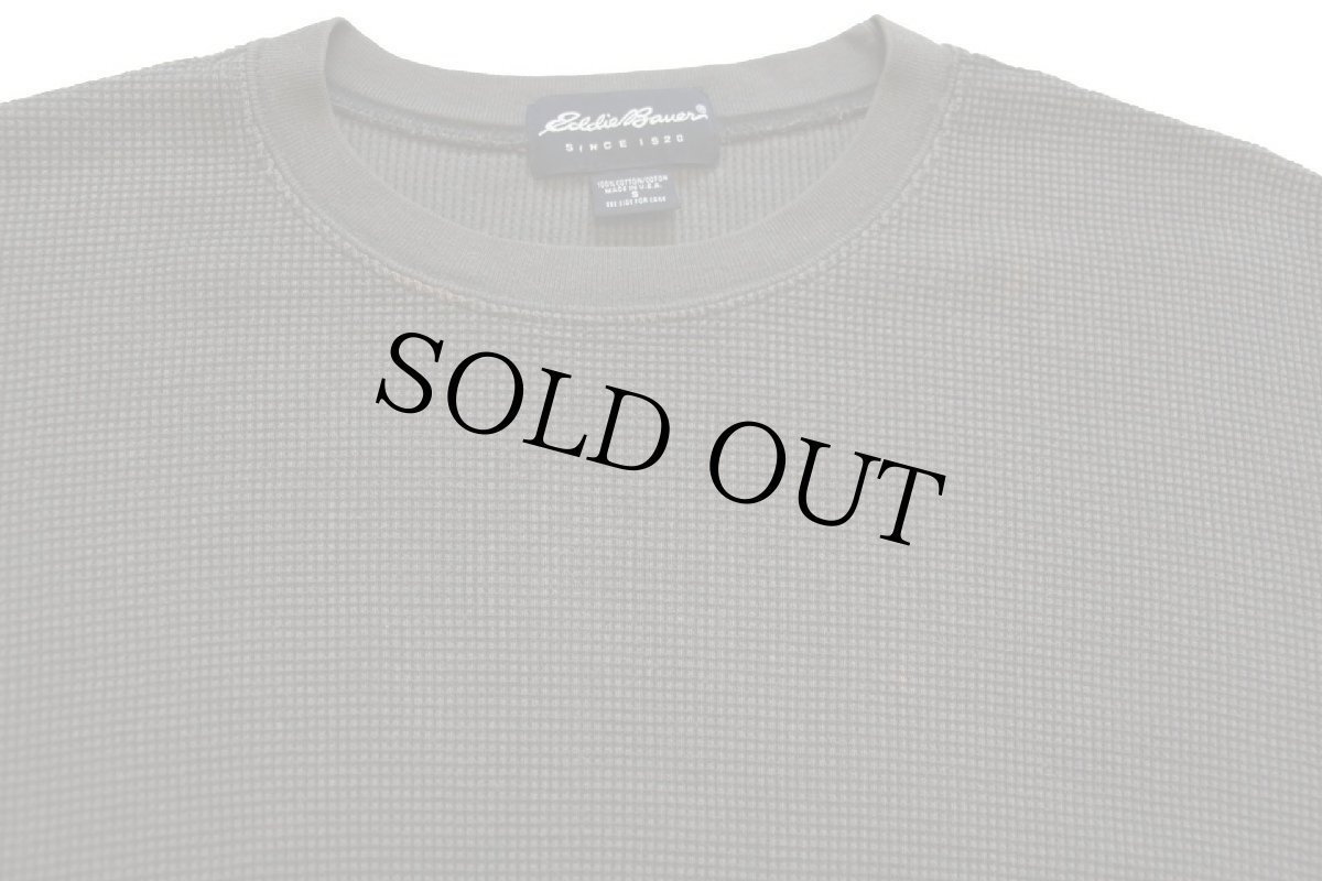 画像4: 90s USA製 EddieBauerエディーバウアー 無地 サーマルシャツ オリーブ (4)