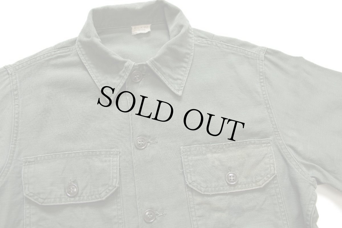 画像3: 60s 米軍 USMC ステンシル コットンサテン ユーティリティシャツ オリーブグリーン (3)