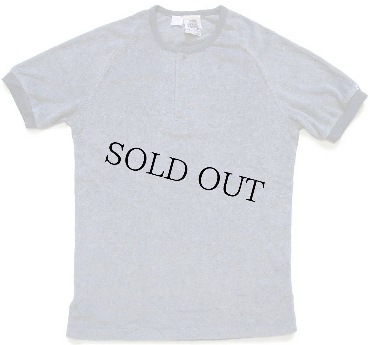 画像2: 70s KENNINGTONケニントン 無地 ヘンリーネック パイルTシャツ グレー M (2)