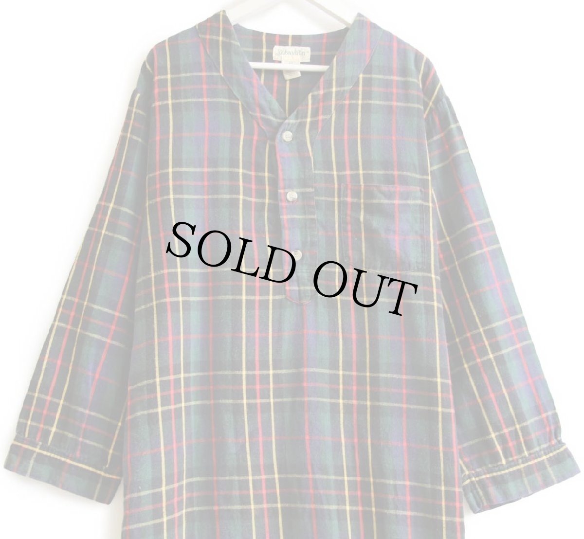 画像1: 90s STJOHN'SBAY タータンチェック ノーカラー ライトネル パジャマシャツワンピース S/M (1)