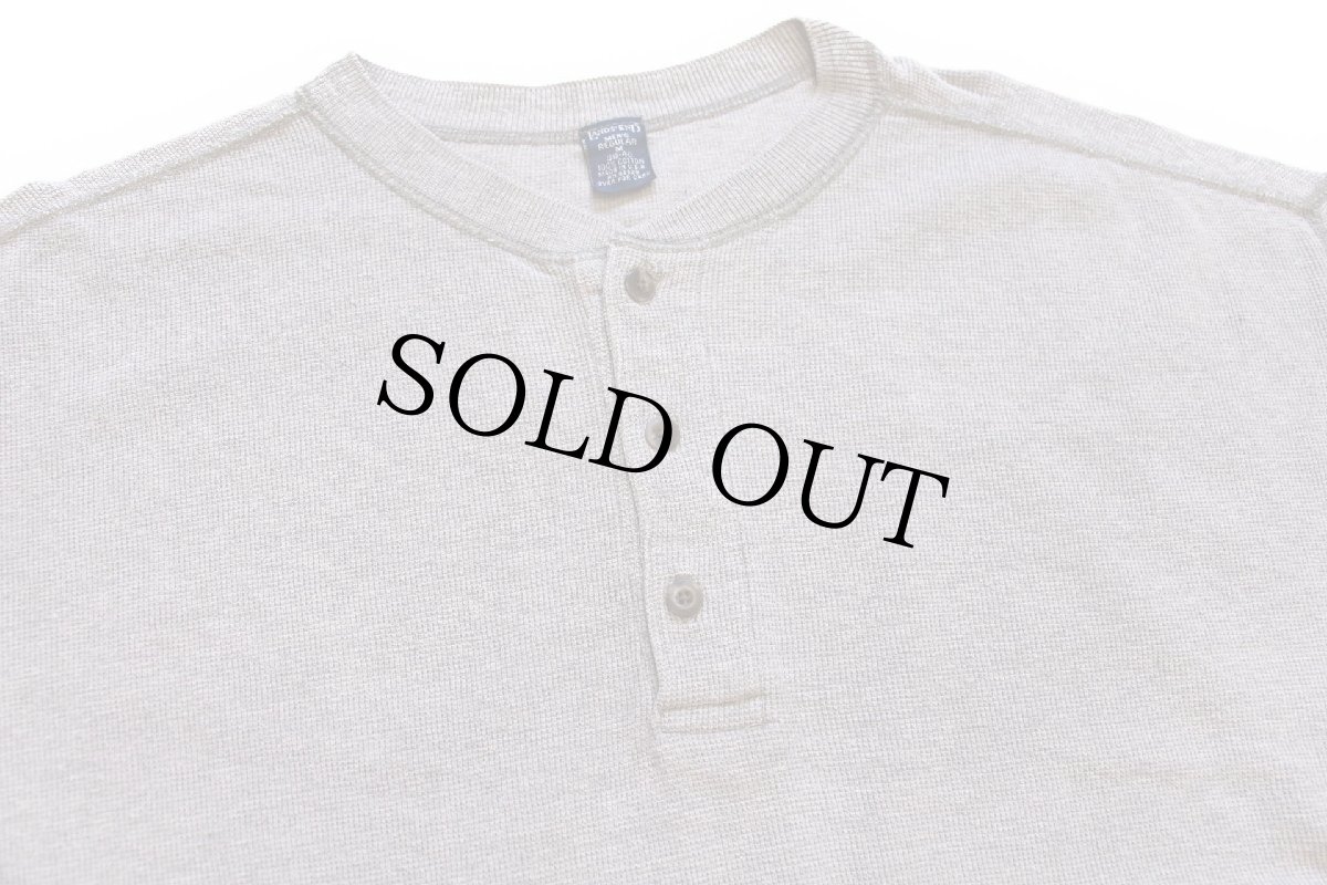 画像4: 90s USA製 LANDS'ENDランズエンド ヘンリーネック コットン カットソー グレーベージュ (4)