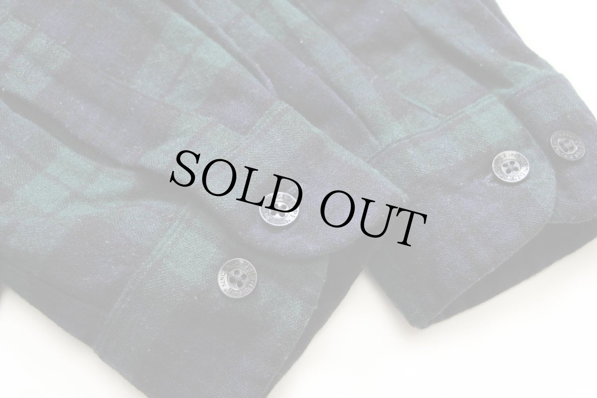 画像5: メキシコ製 PENDLETONペンドルトン BOARD SHIRT ブラックウォッチ タータンチェック オープンカラー ウールシャツ XL (5)