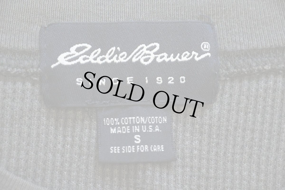 画像5: 90s USA製 EddieBauerエディーバウアー 無地 サーマルシャツ オリーブ (5)