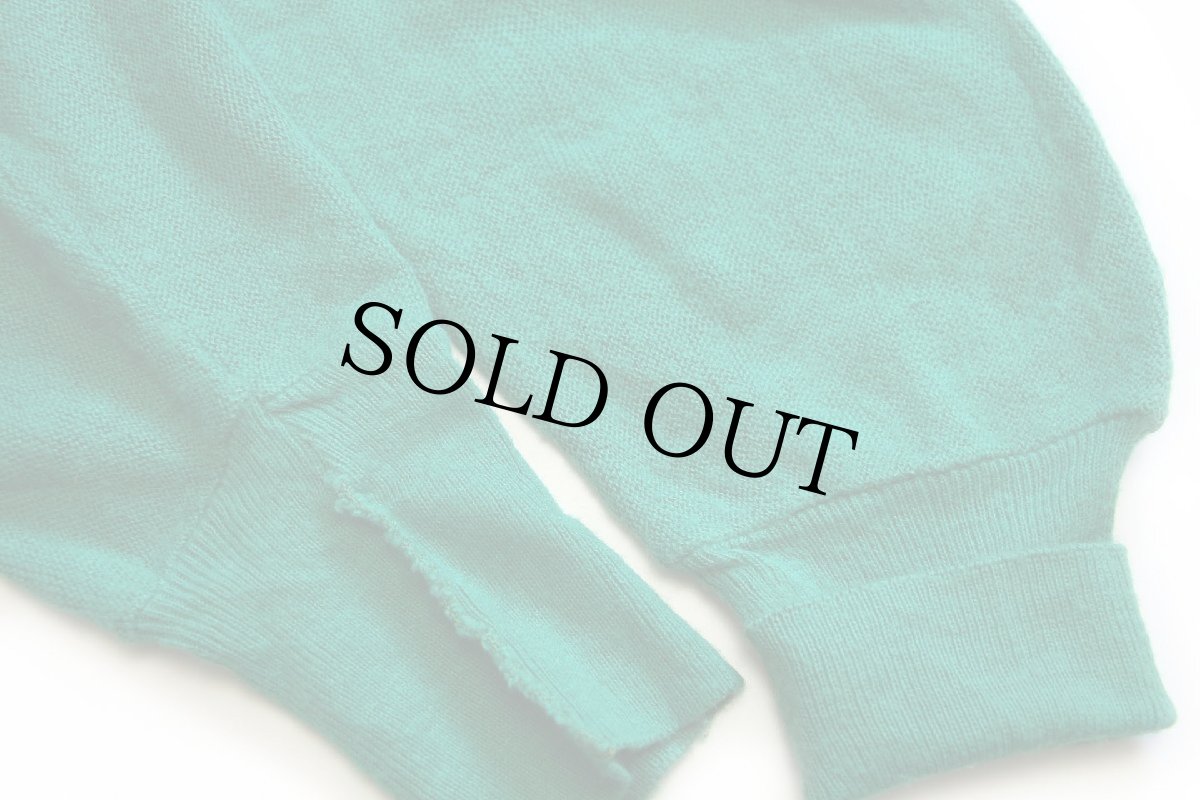 画像6: 80s USA製 IZOD LACOSTE ラコステ ワンポイント パール編み アクリルニット カーディガン 緑 L (6)