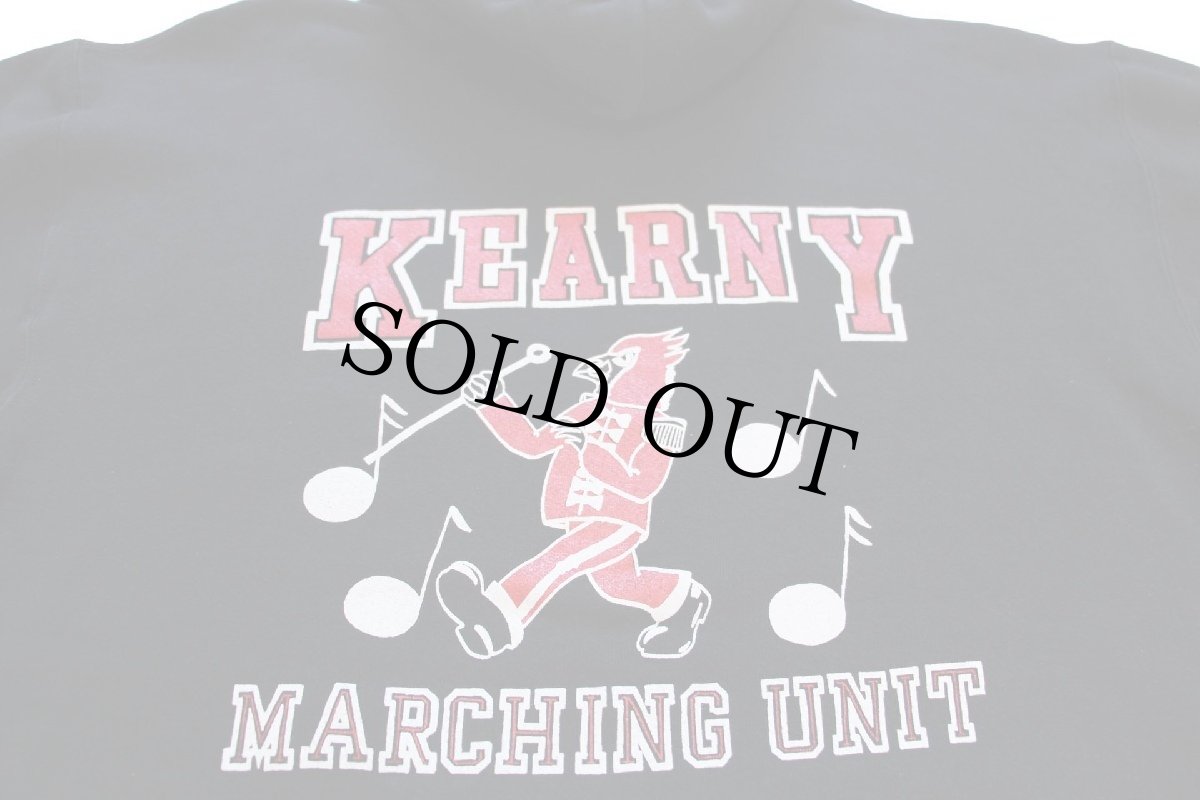 画像3: 90s USA製 RUSSELLラッセル KEARNY MARCHING UNIT バックプリント スウェットパーカー 黒 XL★フーディー (3)