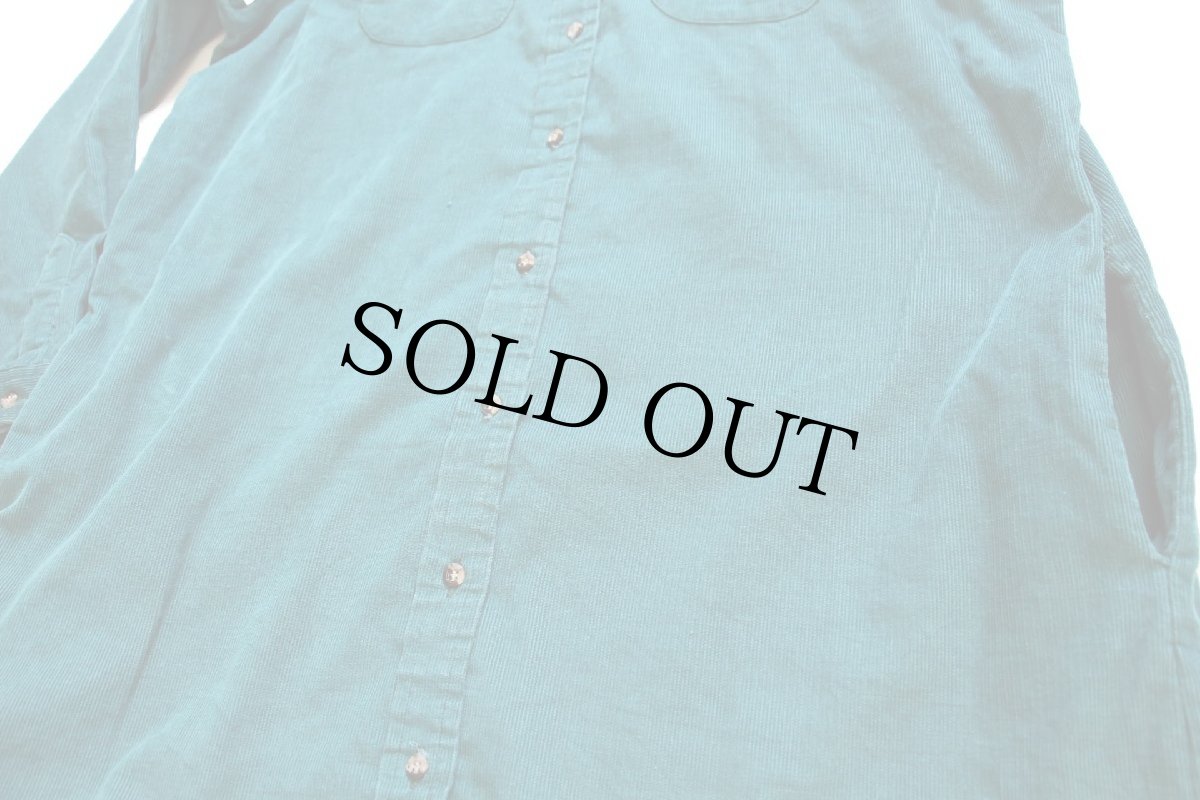 画像6: 80s USA製 L.L.Bean 丸襟 マキシ丈 コーデュロイ シャツワンピース エメラルドグリーン 20 (6)