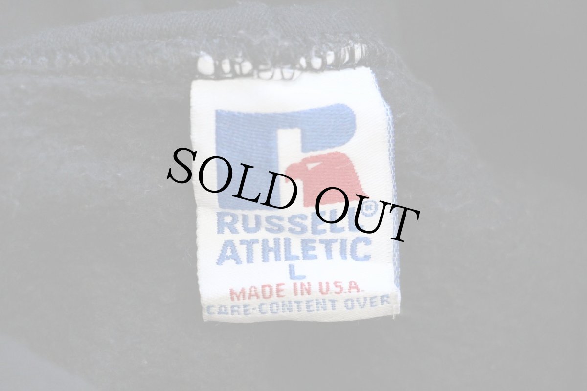 画像4: 90s USA製 RUSSELLラッセル NORTH CENTRAL WRESTLING パンサー 三段プリント スウェットパーカー 黒 L (4)