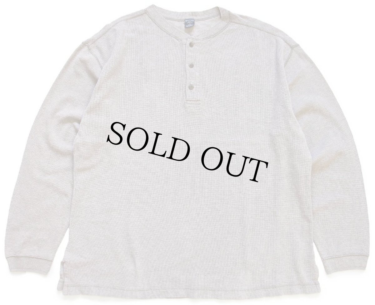 画像2: 90s USA製 LANDS'ENDランズエンド ヘンリーネック コットン カットソー グレーベージュ (2)