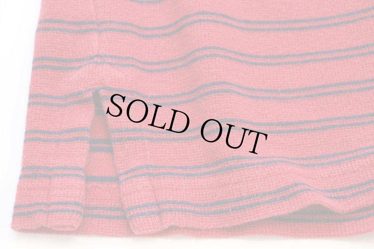 画像6: 90s ポロ ラルフローレン ボーダー Vネック コットン カットソー 赤×紺 ボーイズL (6)