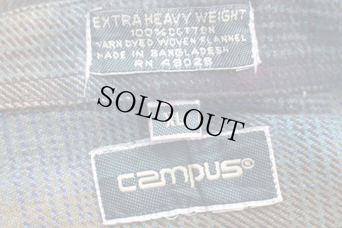 画像4: 90s CAMPUS オンブレチェック コットン フランネルシャツ XL (4)