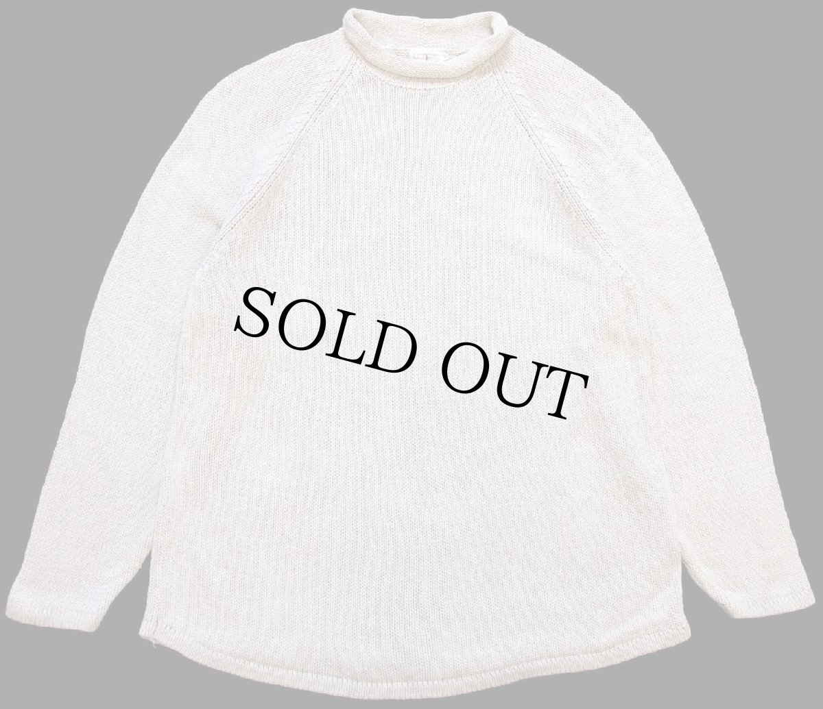 画像1: 90s J.CREW 無地 ロールネック リネン×コットンニット セーター ベージュ L (1)