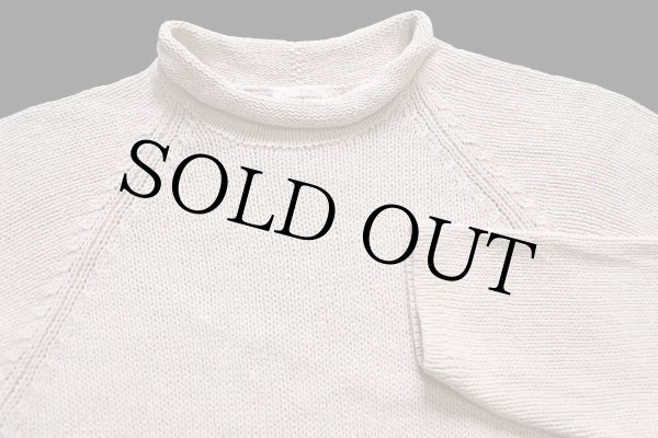90s J.CREW 無地 ロールネック リネン×コットンニット セーター
