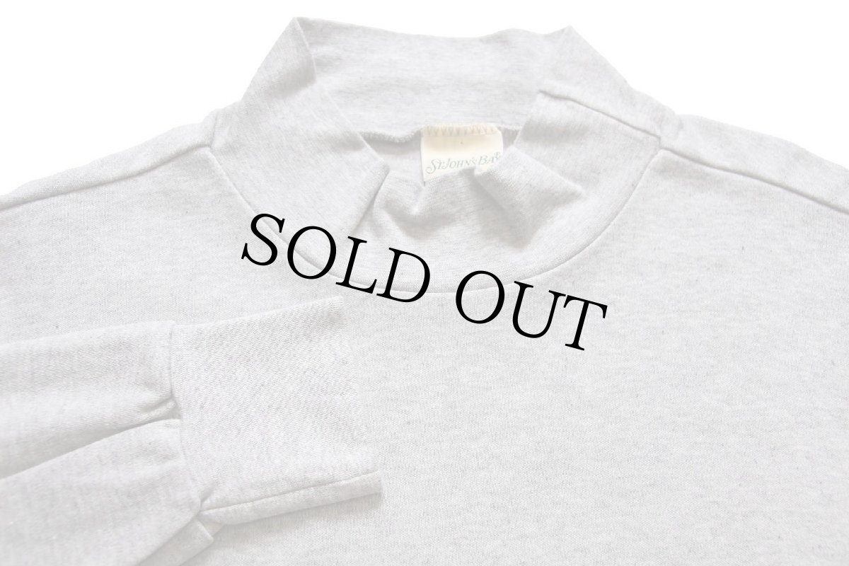 画像3: 90s USA製 STJOHN'SBAY 無地 モックネック コットン 長袖Tシャツ 杢グレー L (3)