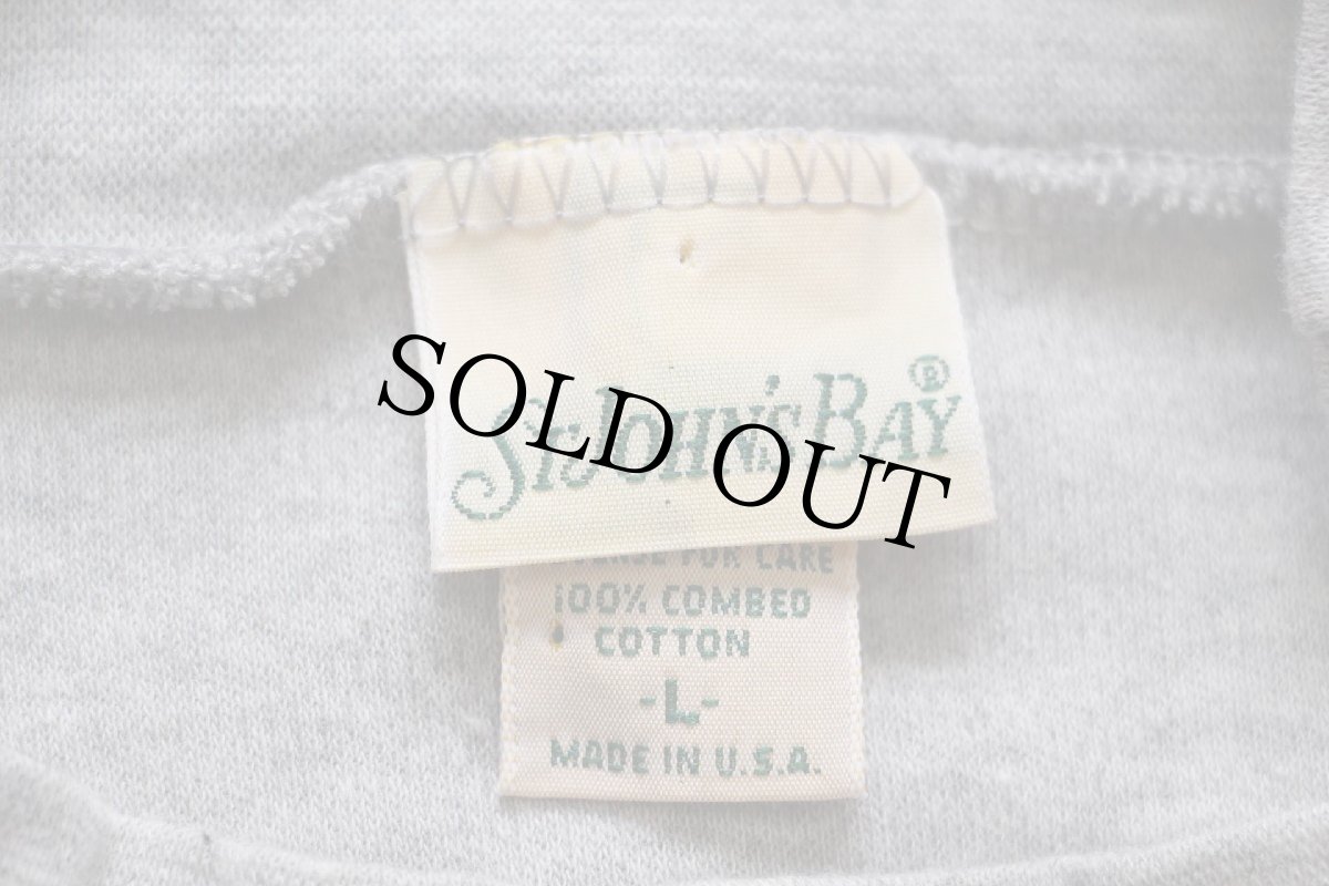 画像4: 90s USA製 STJOHN'SBAY 無地 モックネック コットン 長袖Tシャツ 杢グレー L (4)