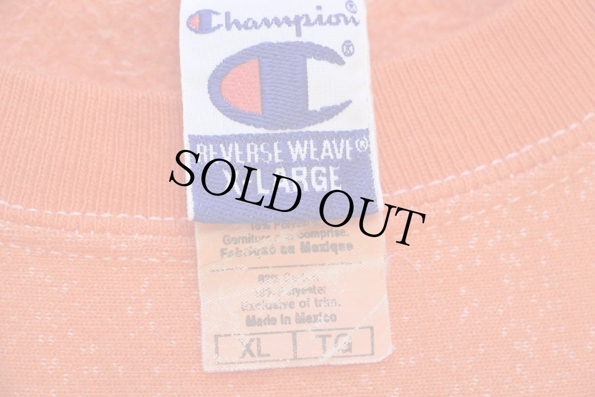 画像4: 00s メキシコ製 Championチャンピオン 無地 目無し リバースウィーブ スウェット 後染め オレンジ XL★ブランク (4)