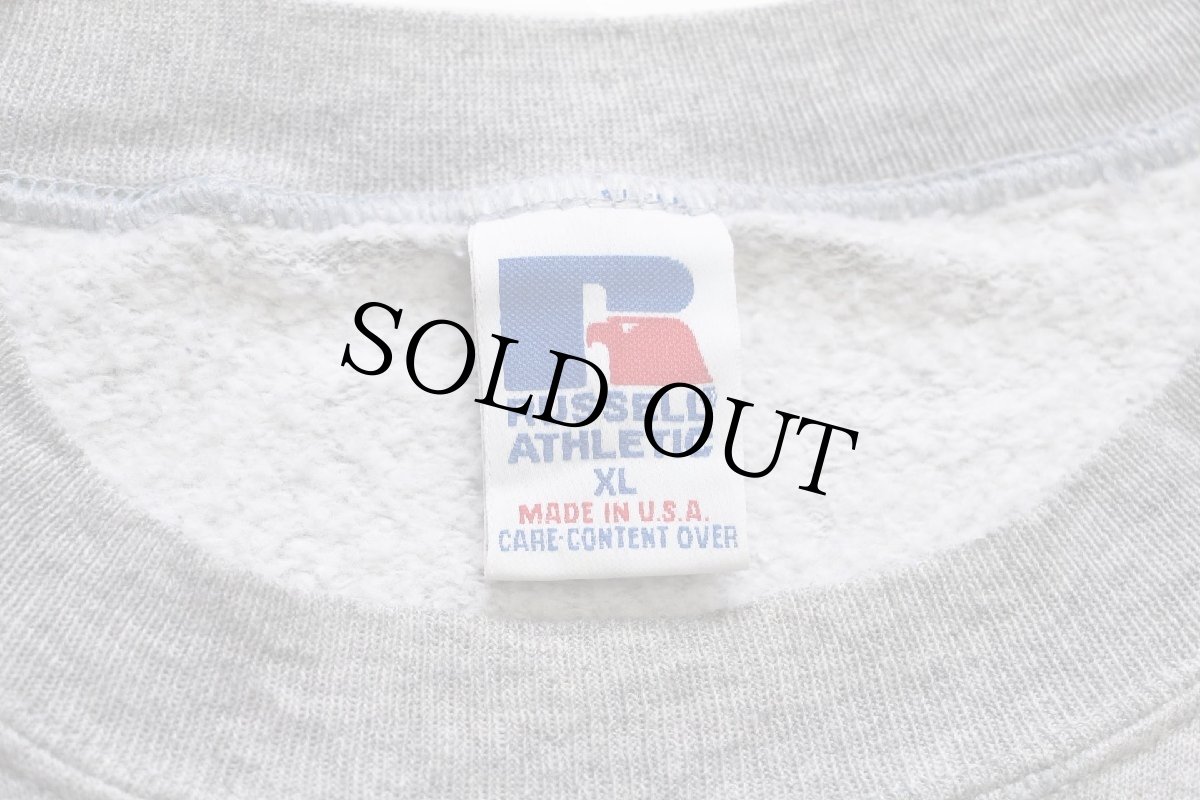 画像4: 90s USA製 RUSSELLラッセル ツートン 切り替え 前V スウェット 杢グレー×紺 XL (4)