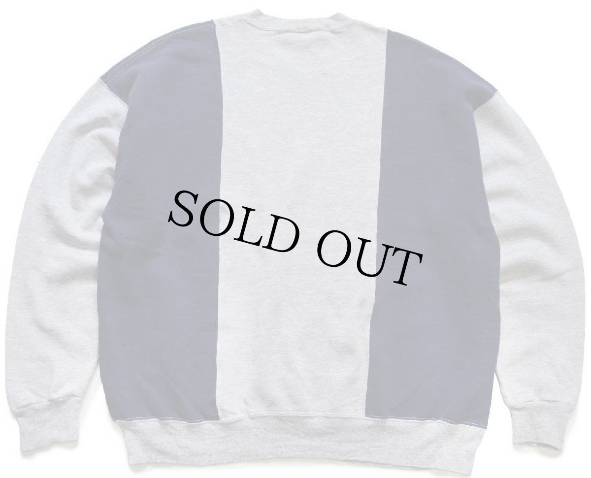 画像2: 90s USA製 RUSSELLラッセル ツートン 切り替え 前V スウェット 杢グレー×紺 XL (2)