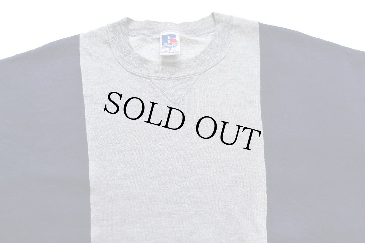 画像3: 90s USA製 RUSSELLラッセル ツートン 切り替え 前V スウェット 杢グレー×紺 XL (3)