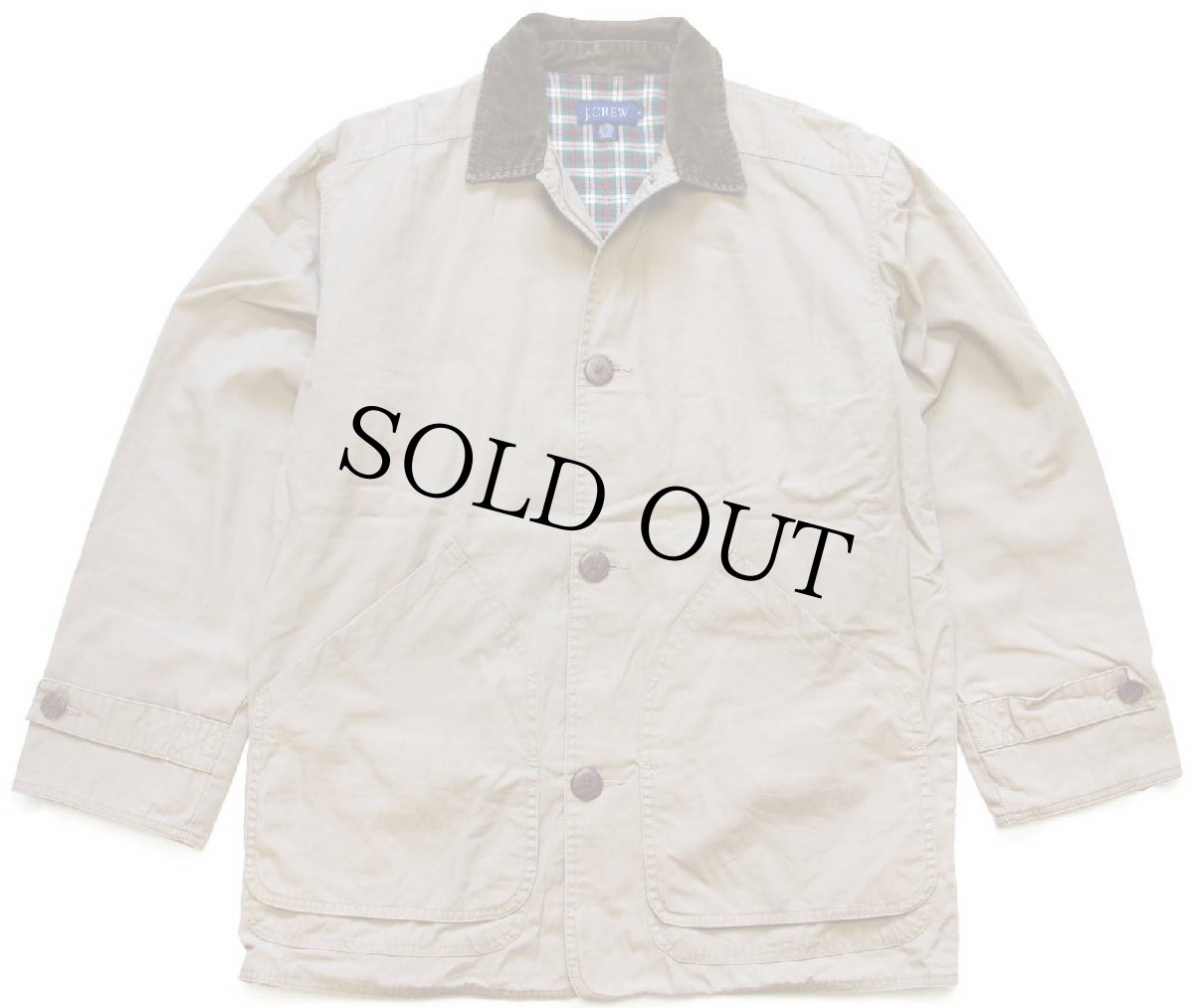 画像1: 00s J.CREW チェック ネルライナー コットンポプリン フィールドコート グレーブラウン (1)