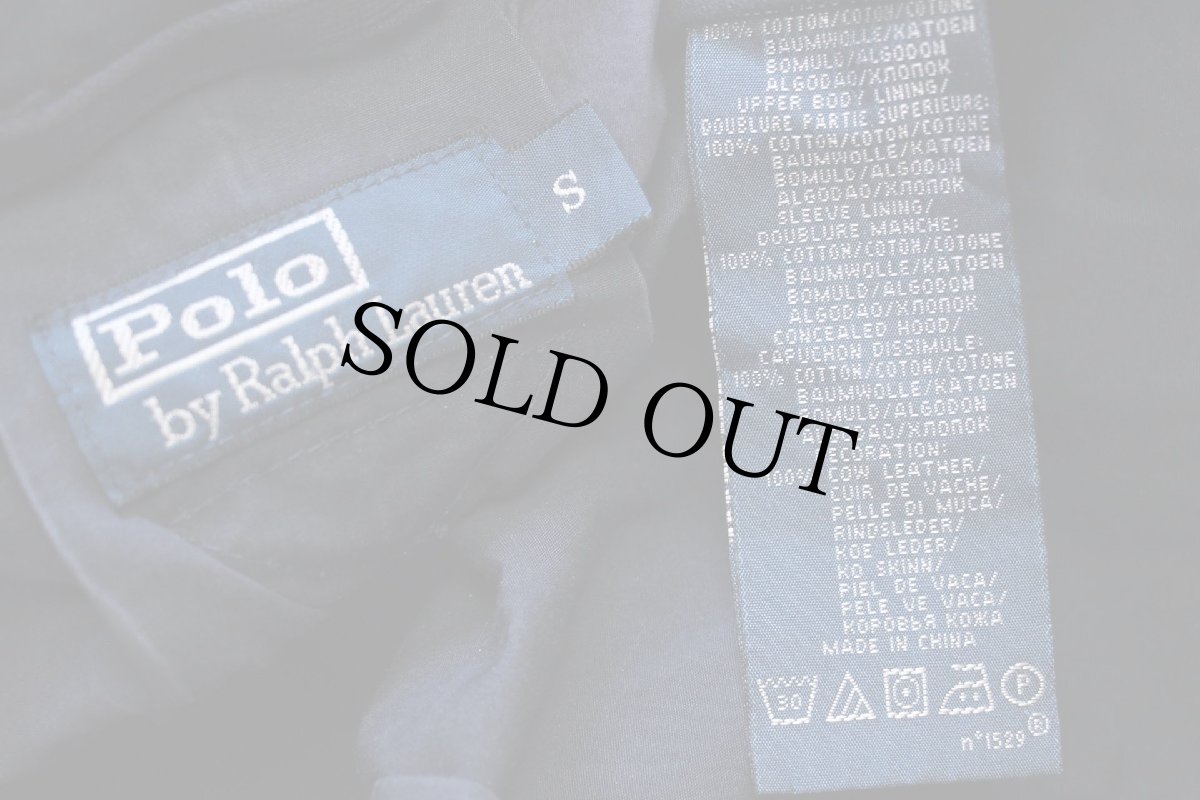 画像5: 00s ポロ ラルフローレン チンスト&パッチ付き コットンポプリン フィールドジャケット 紺 フェード S (5)