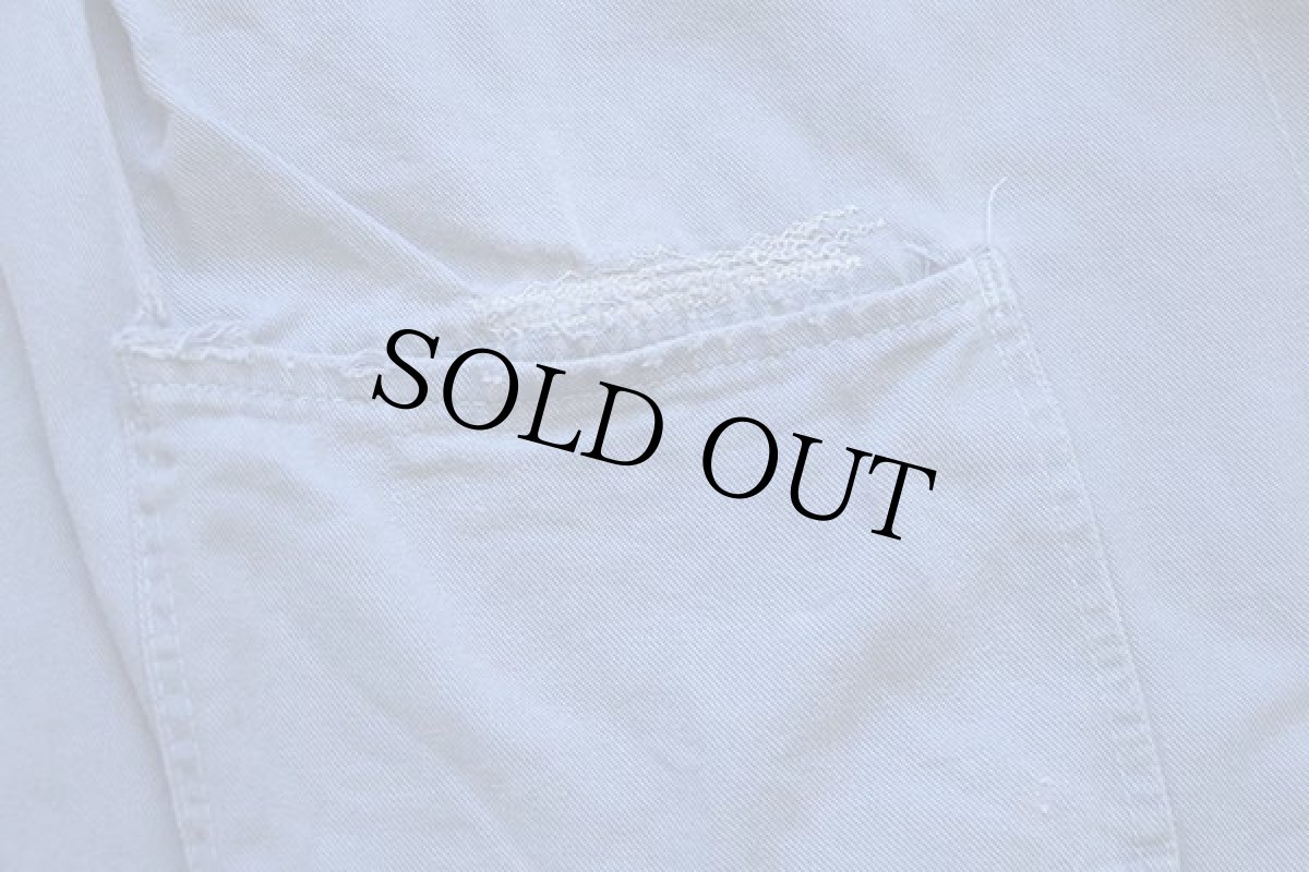 画像7: ビンテージ HJ MERCEDES BENZ メルセデス ベンツ ロゴ刺繍 コットン ワークコート ボロ ブルーグレー 50 (7)