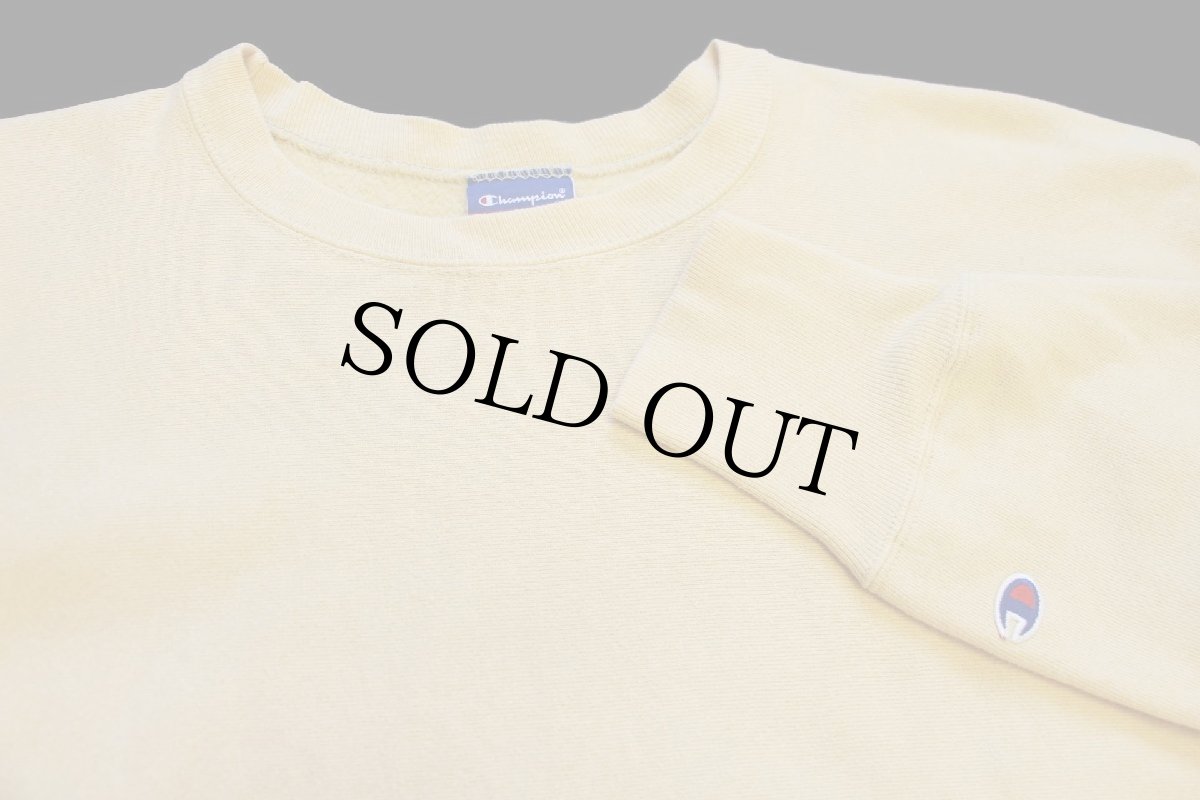 画像3: 00s メキシコ製 Championチャンピオン 無地 目無し リバースウィーブ スウェット 薄黄 L★ブランク (3)