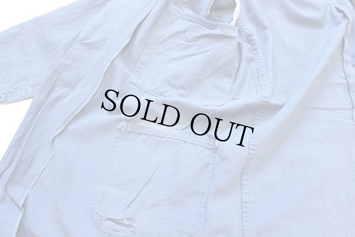 画像6: ビンテージ HJ MERCEDES BENZ メルセデス ベンツ ロゴ刺繍 コットン ワークコート ボロ ブルーグレー 50 (6)