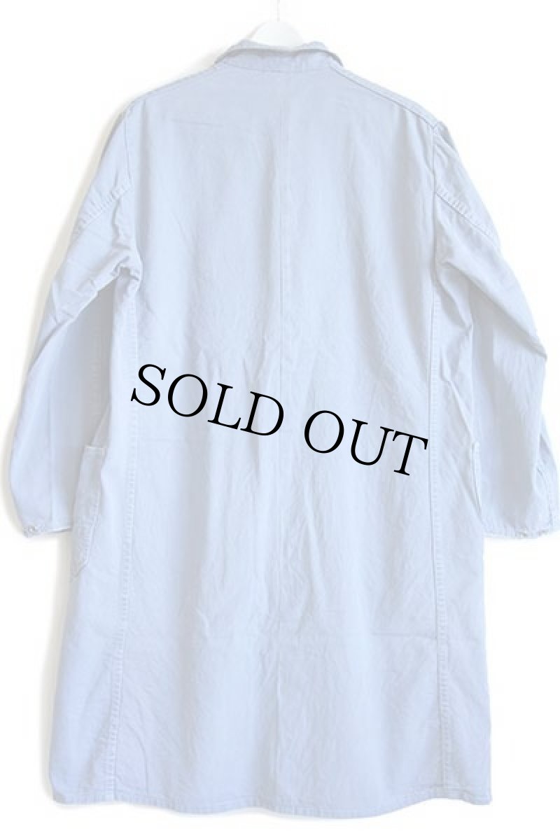 画像3: ビンテージ HJ MERCEDES BENZ メルセデス ベンツ ロゴ刺繍 コットン ワークコート ボロ ブルーグレー 50 (3)