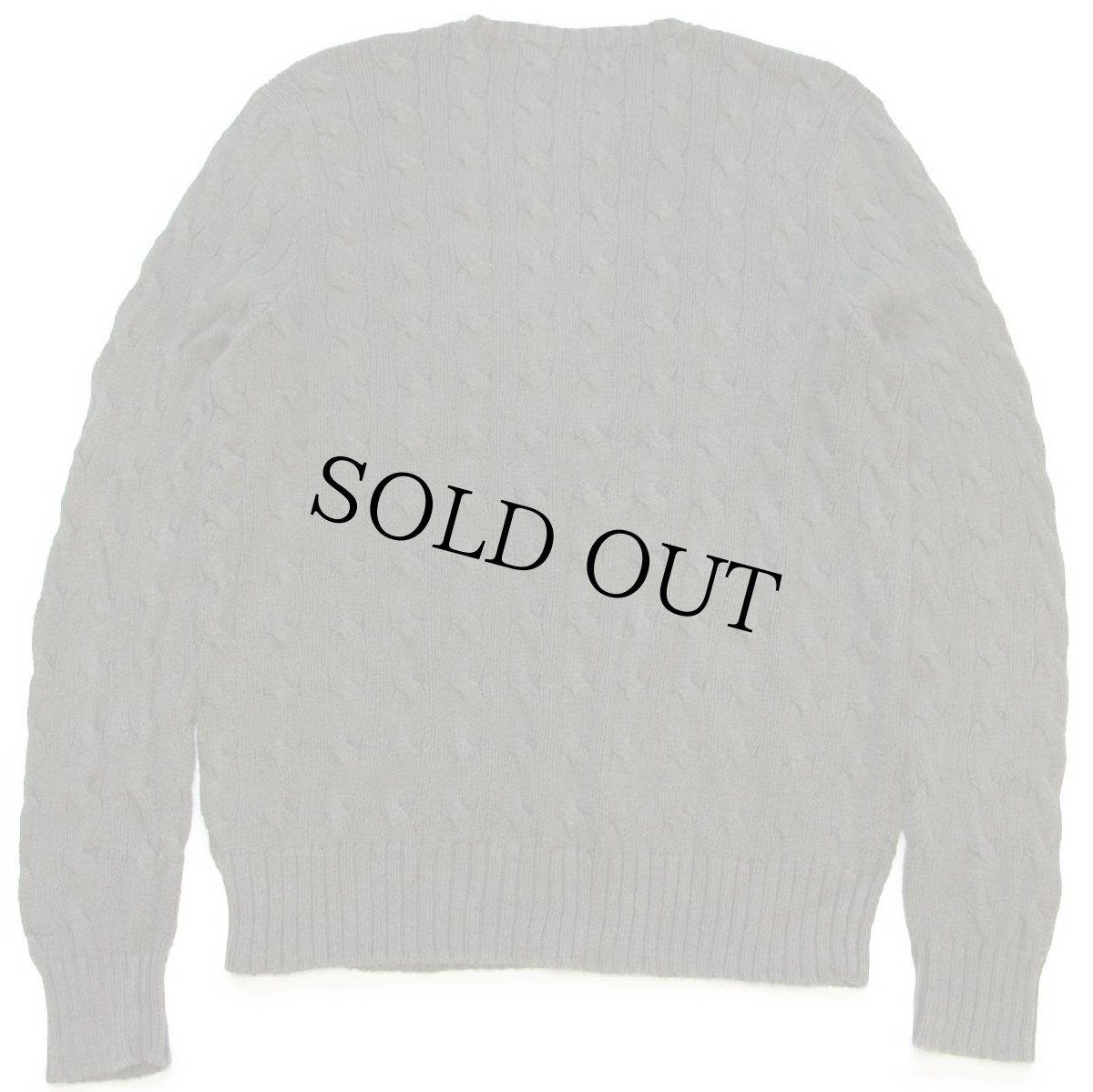 画像2: 00s ポロ ラルフローレン ワンポイント ケーブル編み ピマ コットンニット セーター オリーブ L (2)