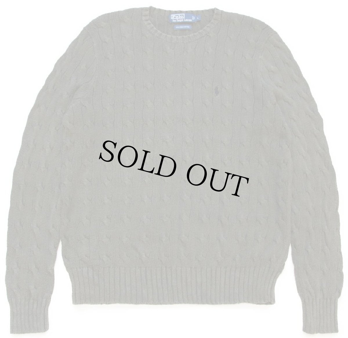 画像1: 00s ポロ ラルフローレン ワンポイント ケーブル編み ピマ コットンニット セーター オリーブ L (1)