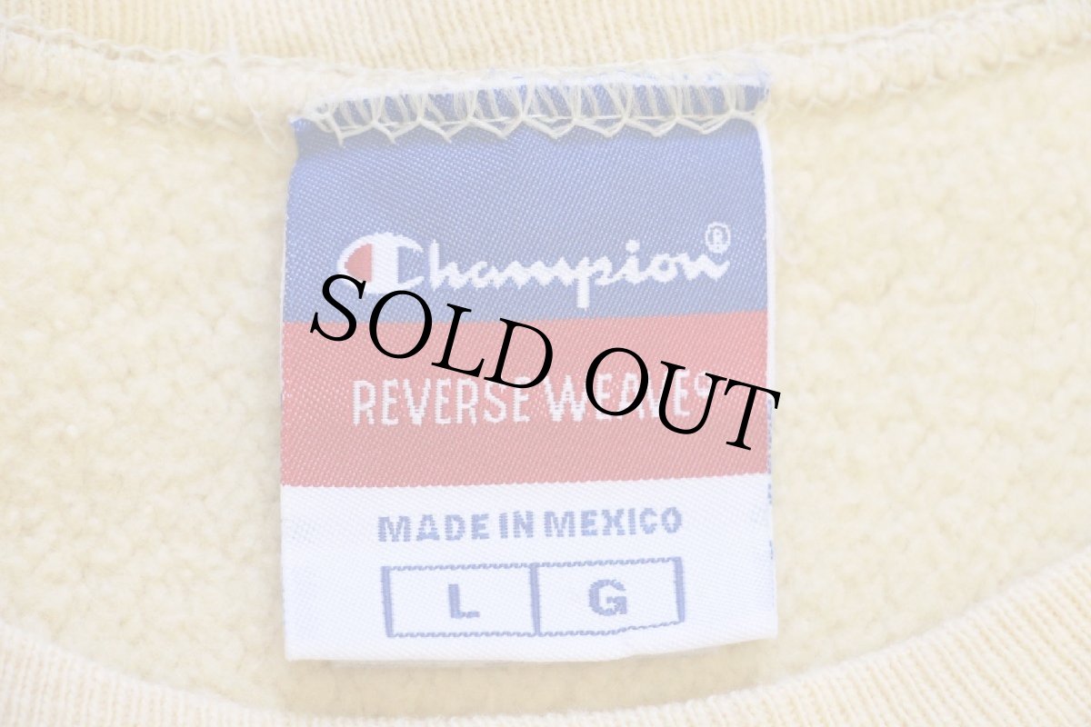 画像4: 00s メキシコ製 Championチャンピオン 無地 目無し リバースウィーブ スウェット 薄黄 L★ブランク (4)