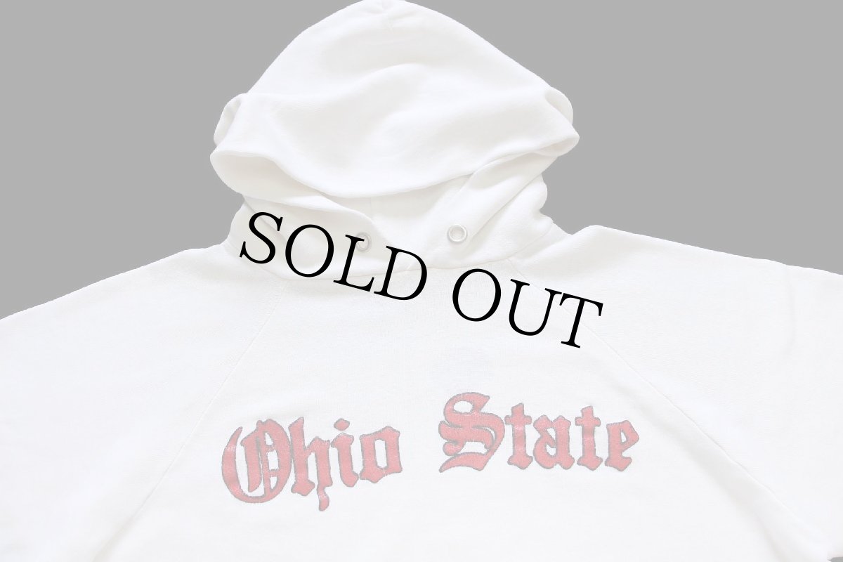 画像3: 80s USA製 Championチャンピオン Ohio State スウェットパーカー 白 L★オールドイングリッシュ フーディー (3)