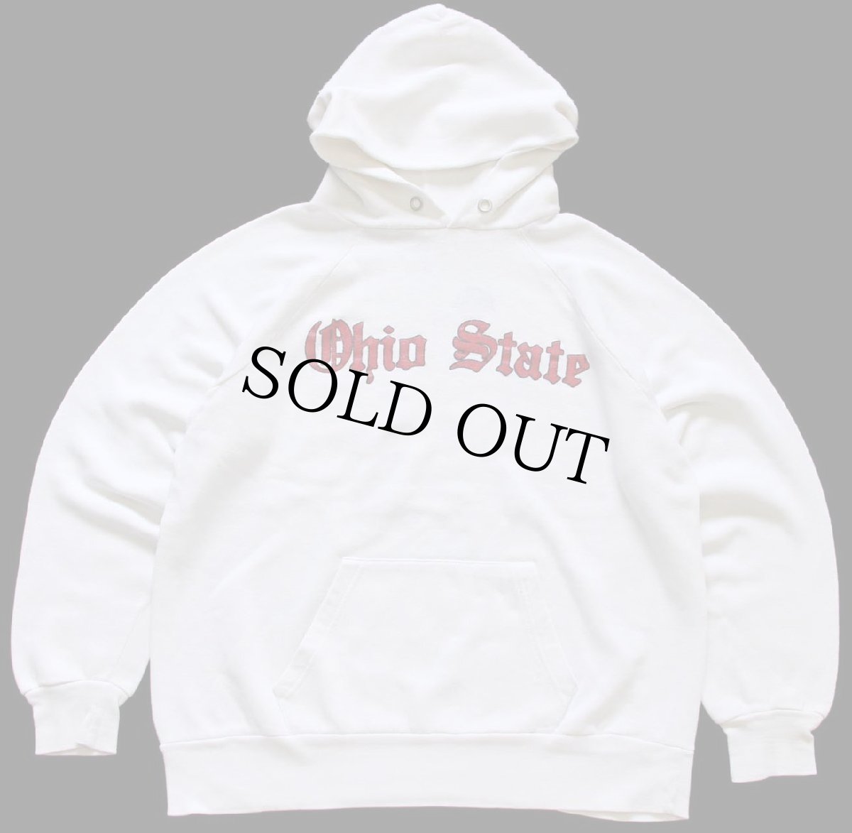 画像1: 80s USA製 Championチャンピオン Ohio State スウェットパーカー 白 L★オールドイングリッシュ フーディー (1)