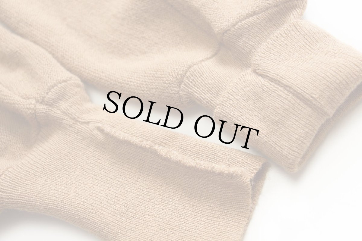 画像6: 70s USA製 IZOD LACOSTE ラコステ ワンポイント パール編み アクリルニット カーディガン 薄茶 L (6)