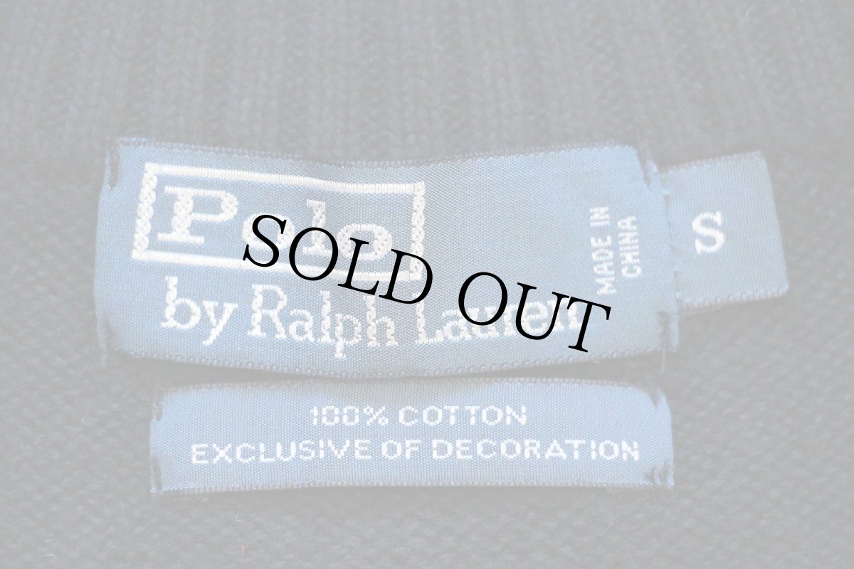 画像4: 00s ポロ ラルフローレン ワンポイント ハイネック ハーフジップ コットンニット セーター 黒 S (4)