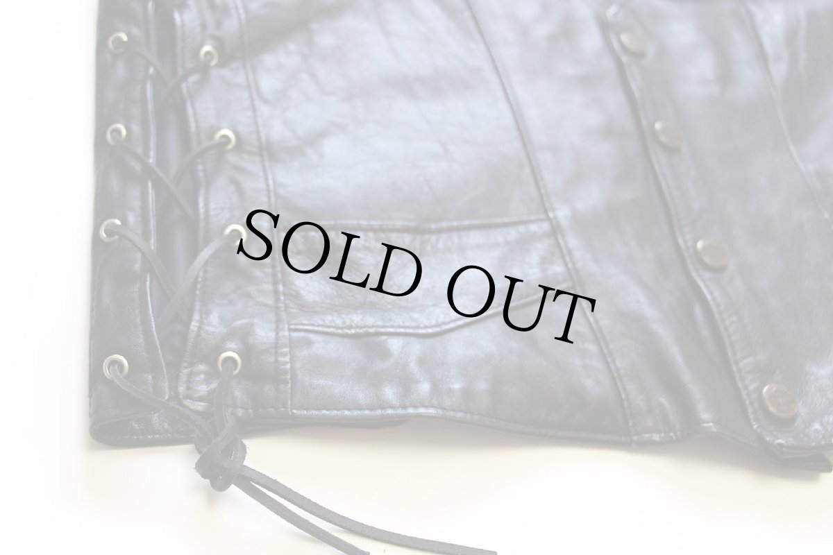 画像8: 90s HARLEY-DAVIDSON ハーレー ダビッドソン パッチ&HOGピンズ付き サイドレースアップ レザーベスト 黒 L (8)