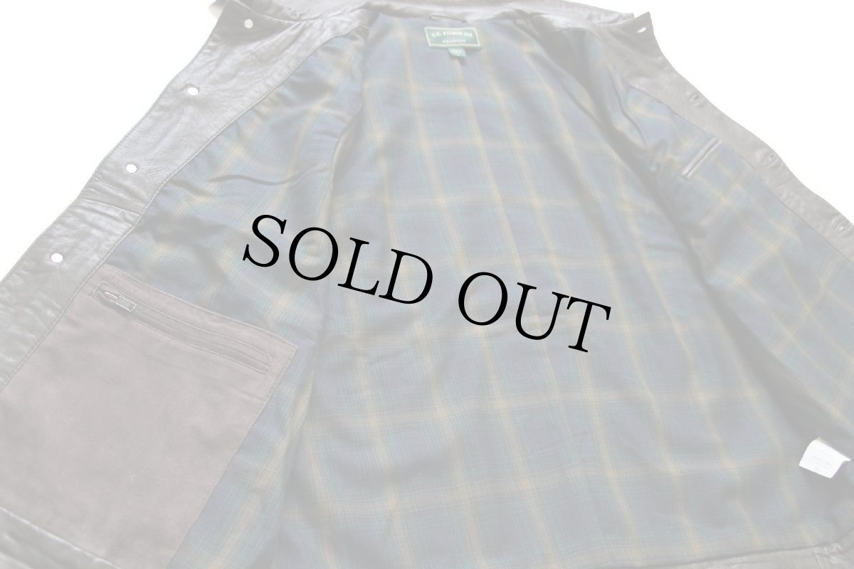 画像6: FILSONフィルソン タータンチェック ウールライナー ラムレザー ベスト L (6)