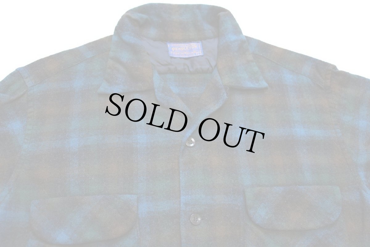 画像3: 60s PENDLETONペンドルトン オンブレチェック ウール オープンカラーシャツ L (3)