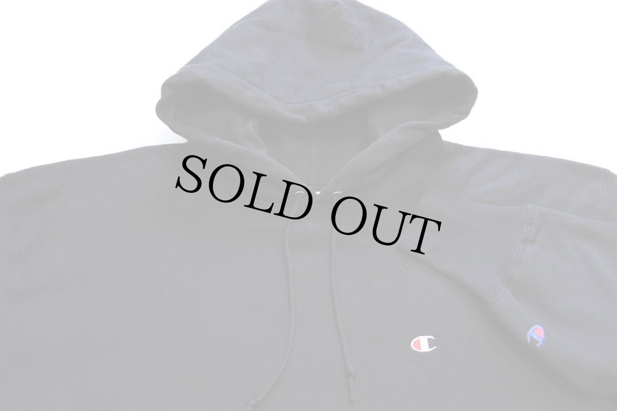 画像3: 00s メキシコ製 Championチャンピオン ワンポイント リバースウィーブ スウェットパーカー 黒 XL (3)