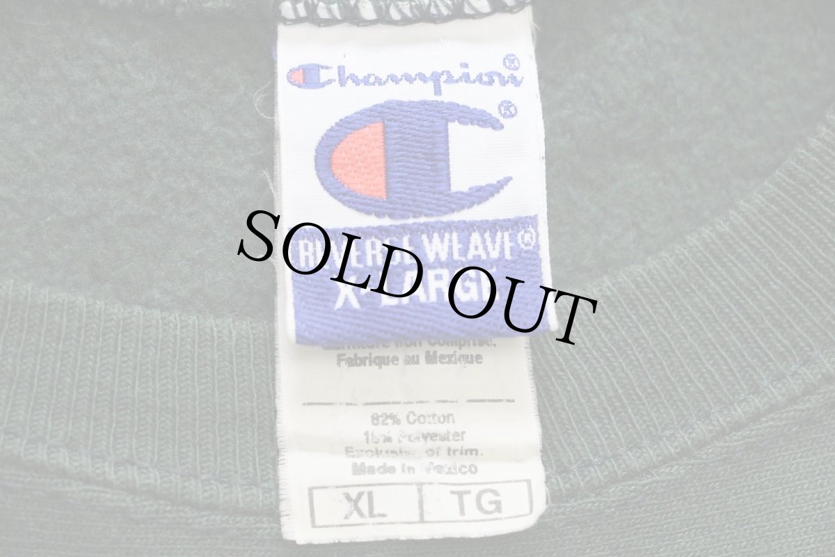 画像4: 00s メキシコ製 Championチャンピオン 無地 目無し リバースウィーブ スウェット 緑 XL★ブランク ブックストア (4)