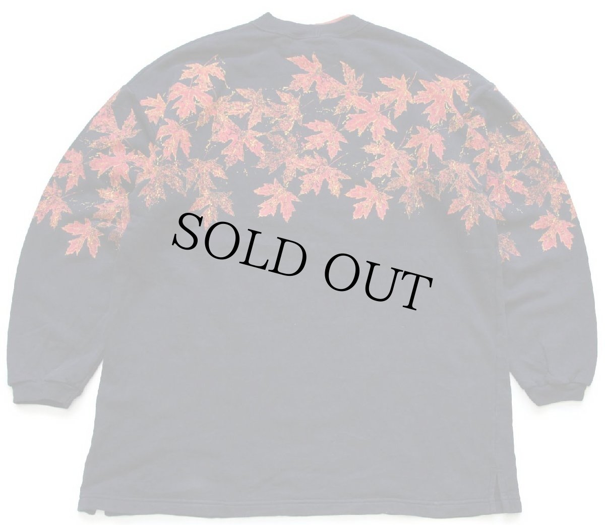 画像2: 90s USA製 Artisans カエデ アート レイヤードネック スウェット 黒 XL (2)