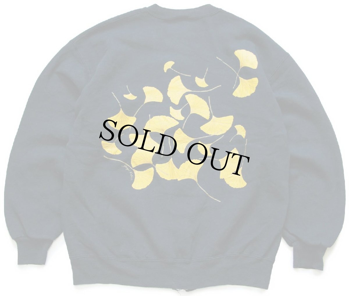 画像2: 00s USA製 イチョウ アート 両面プリント フルジップ スウェット 黒 L (2)