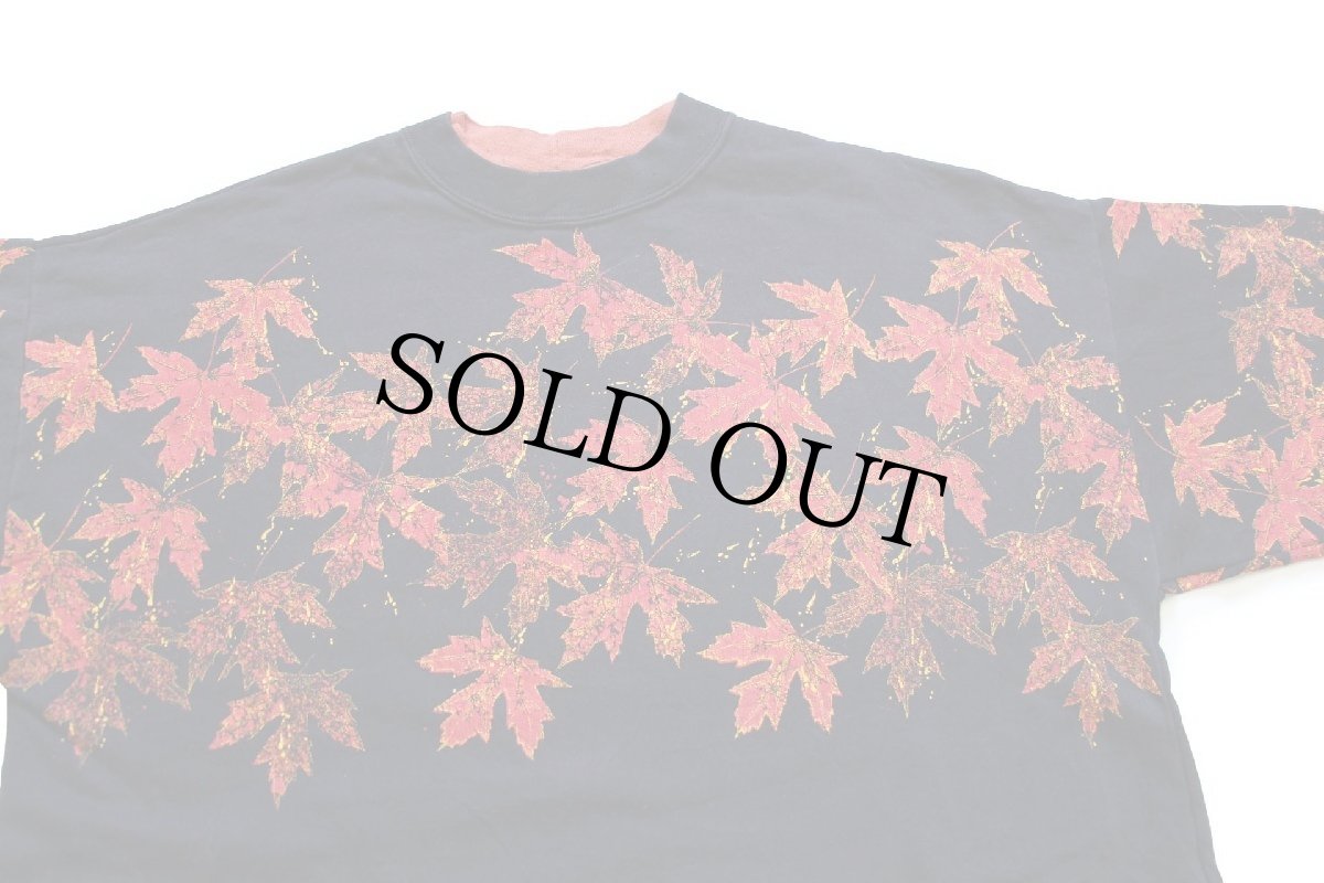 画像3: 90s USA製 Artisans カエデ アート レイヤードネック スウェット 黒 XL (3)