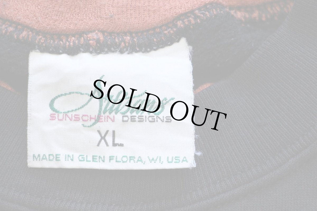 画像4: 90s USA製 Artisans カエデ アート レイヤードネック スウェット 黒 XL (4)