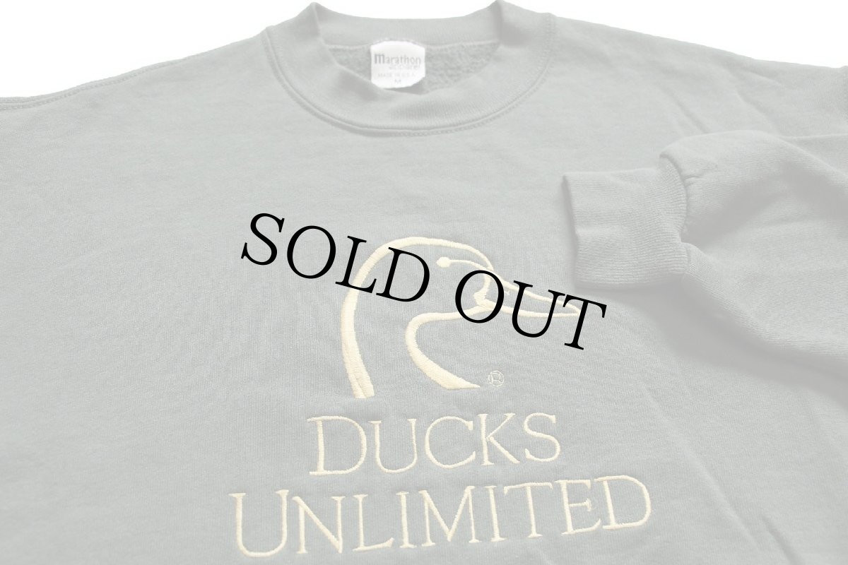 画像3: 90s USA製 DUCKS UNLIMITED ロゴ刺繍 スウェット グリーン M (3)