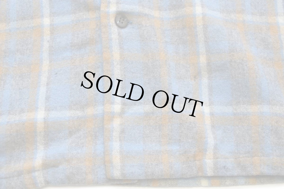 画像7: 70s USA製 PENDLETONペンドルトン チェック オープンカラー ウールシャツ L (7)