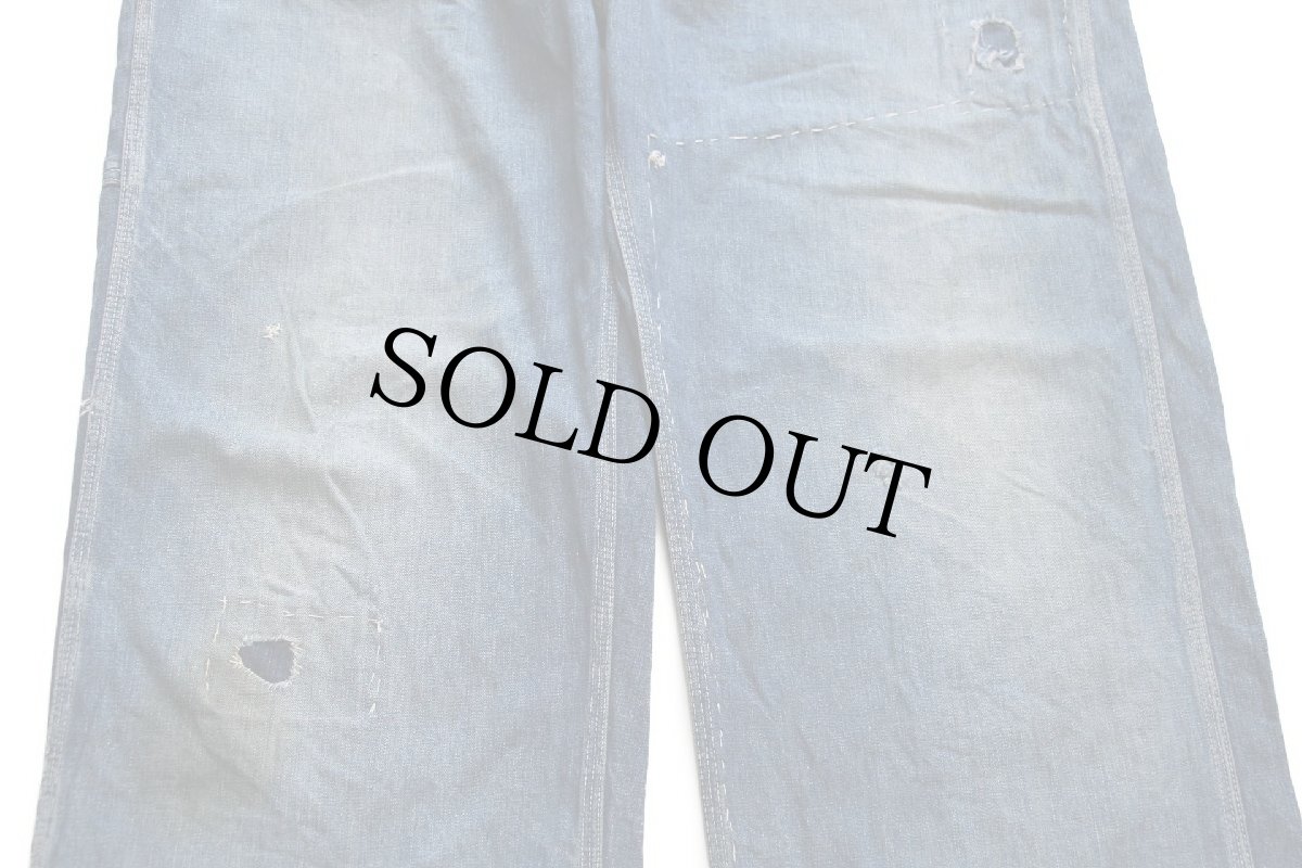 画像8: 50s USA製 PENNEY'S PAYDAY ダメージ リペア インディゴ デニム オーバーオール w44 (8)