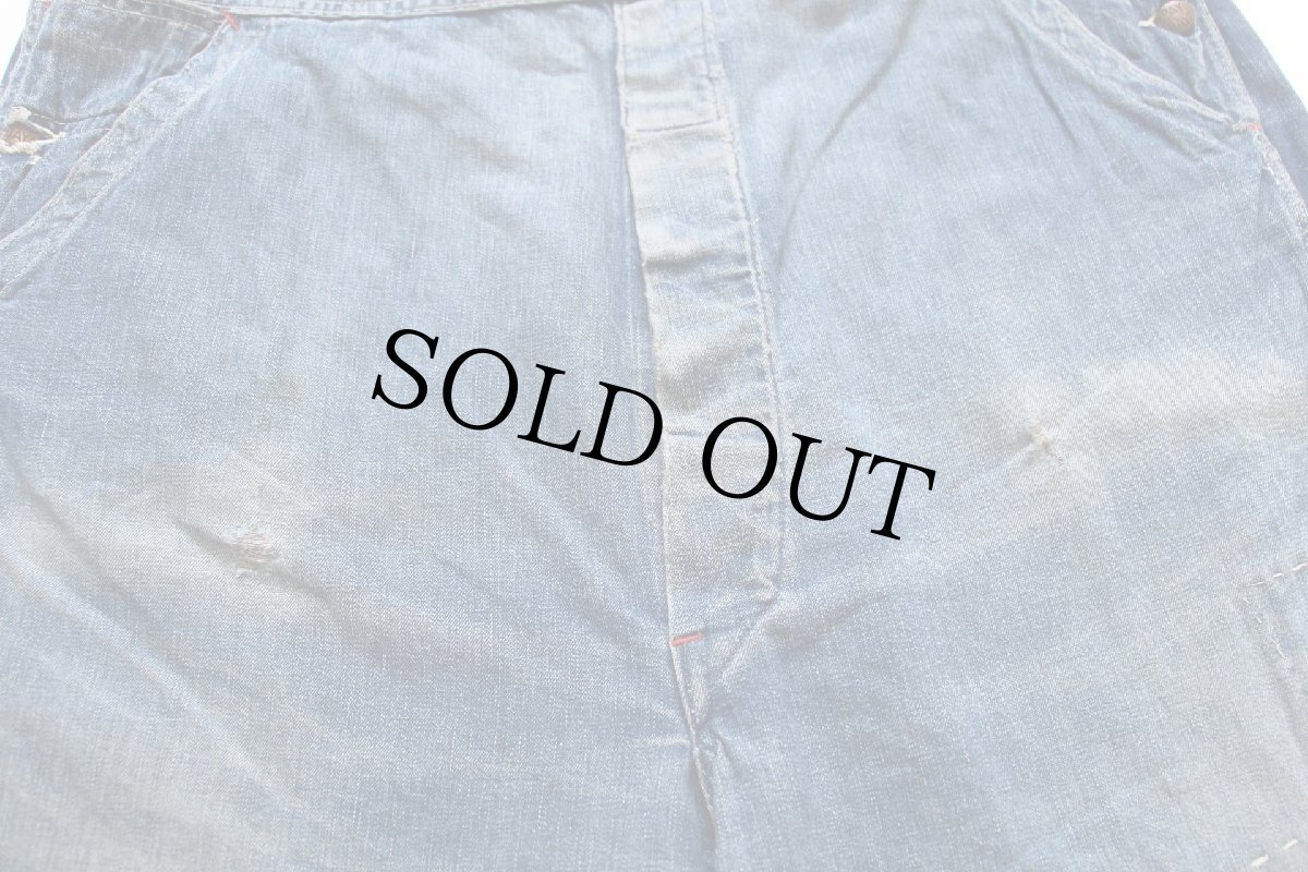 画像6: 50s USA製 PENNEY'S PAYDAY ダメージ リペア インディゴ デニム オーバーオール w44 (6)