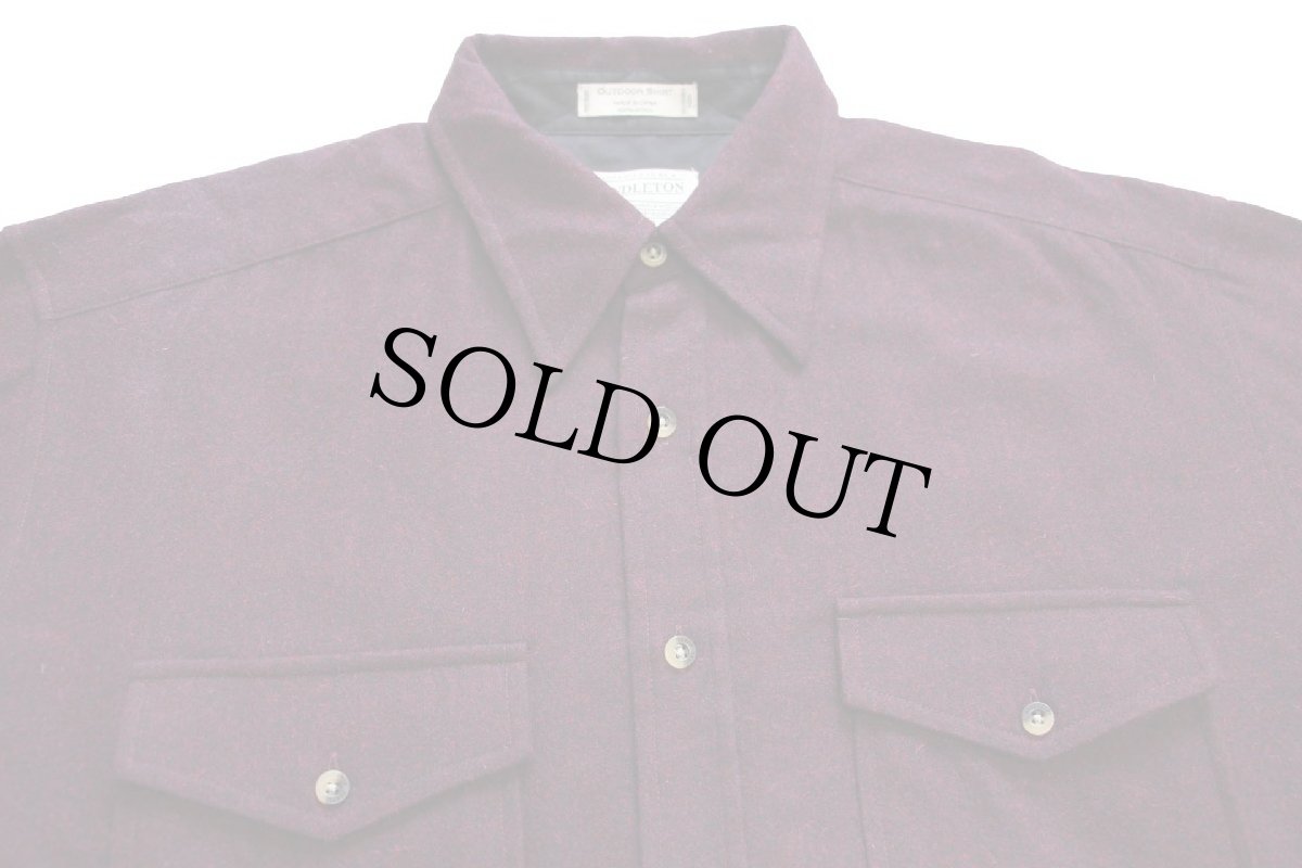 画像3: PENDLETONペンドルトン OUTDOOR SHIRT 無地 ウールシャツ 赤紫×濃紺 ミックス (3)